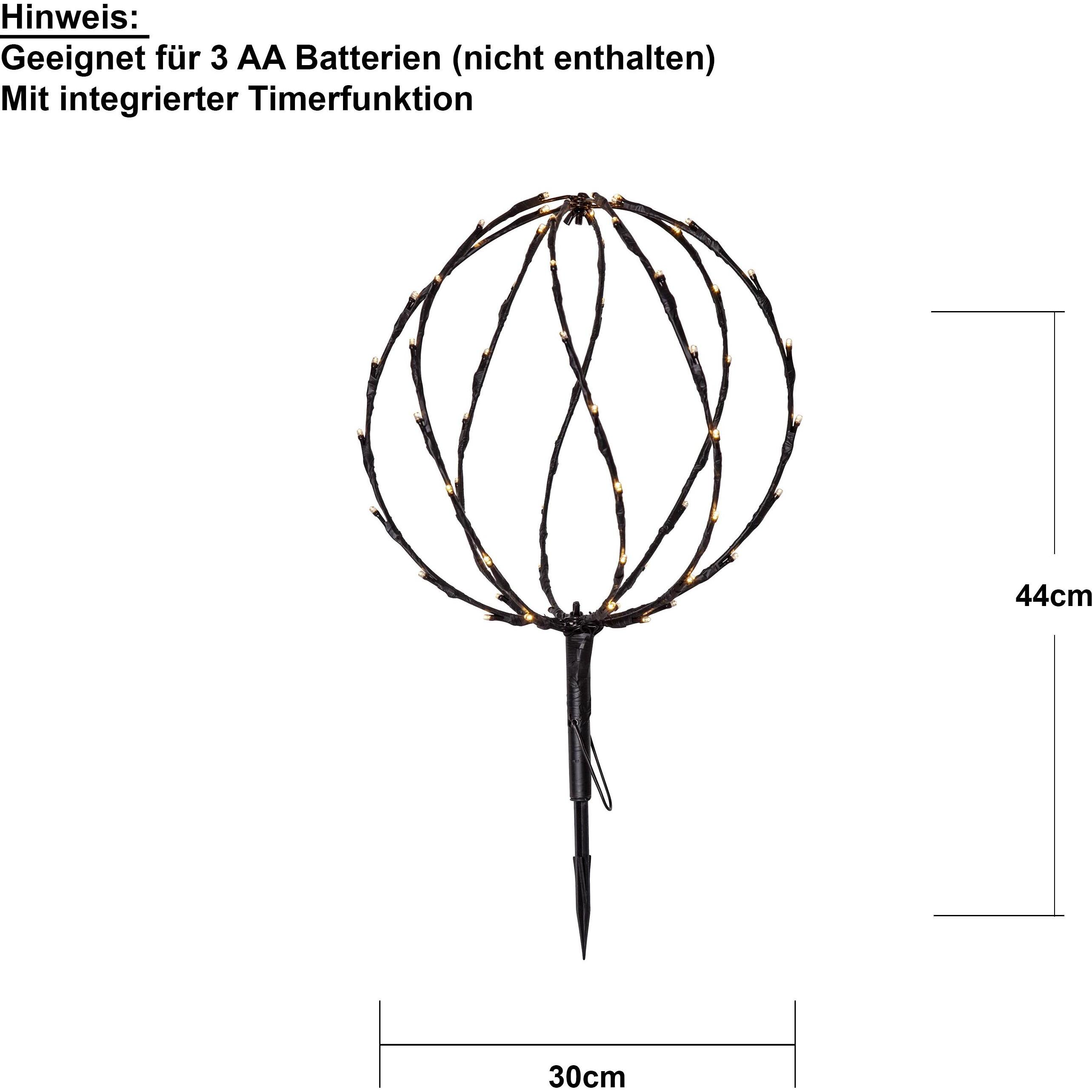 Thumbnail - Star Trading, Gartenbeleuchtung, Gartenlicht Decoration Sphere, 64 LEDs, Ø 30 cm, Schwarz (IP44)