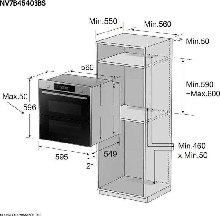Produktbild Samsung NV7B45403BS Multifunktions-Elektrobackofen mit Grill
