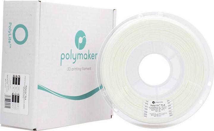 Actual product image Polymaker PolyLite PLA White 2.85 mm 3.000 g (PLA, 2.85 mm, 3000 g, White)