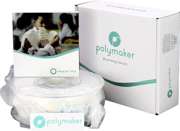 Actual product image Polymaker PolyLite PLA White 2.85 mm 3.000 g (PLA, 2.85 mm, 3000 g, White)