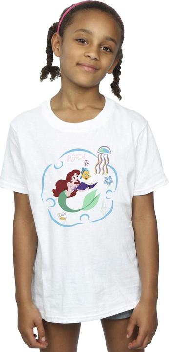 Actual product image Disney Girls The Little Mermaid Reading A Book Cotton T-Shirt (104)
