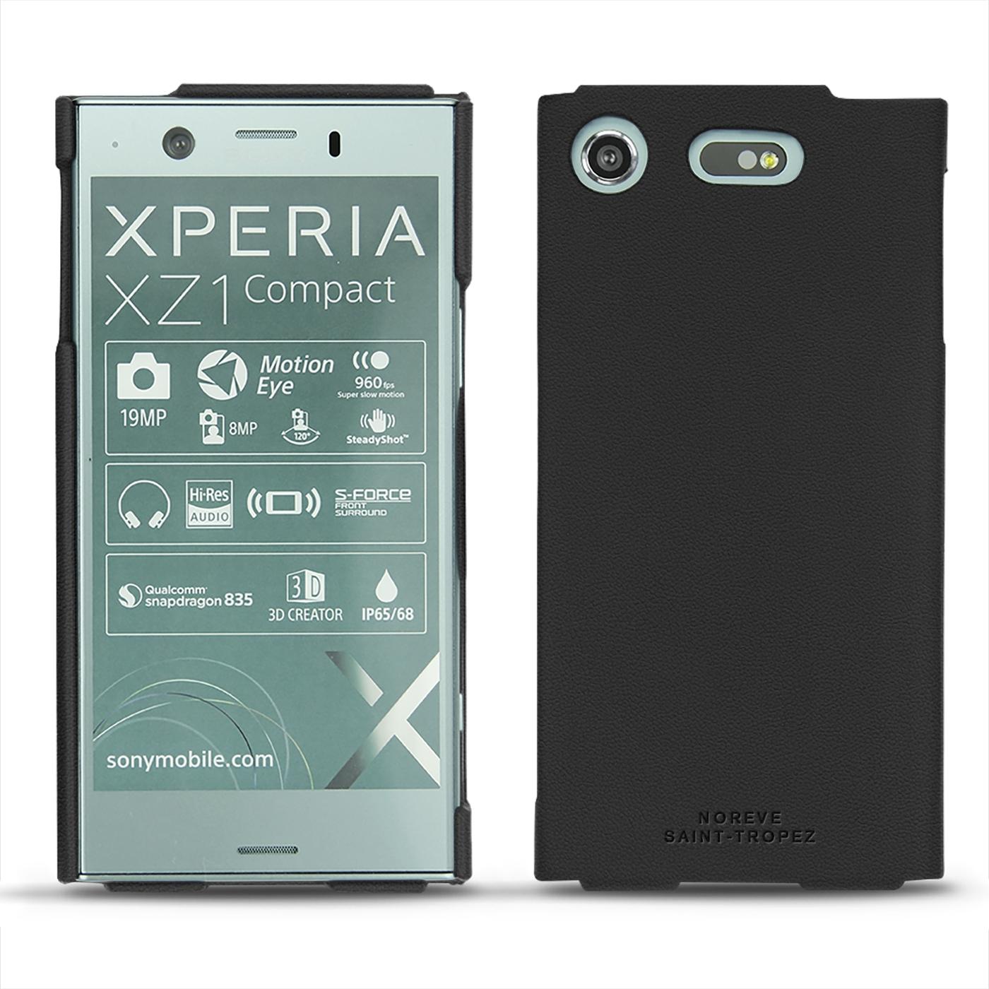 Noreve Lederschutzhülle (Sony Xperia XZ1 Compact), Smartphone Hülle, Schwarz