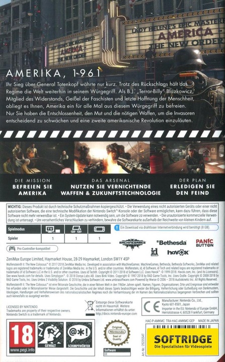 Produktbild Bethesda Wolfenstein II: The New Colossus (Switch, IT)