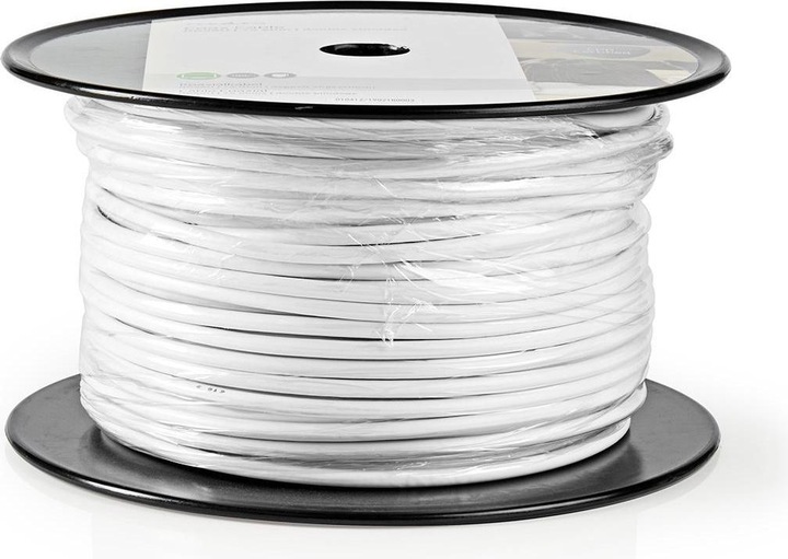 Produktbild Nedis Antennenkabel auf Rolle RG59U 75 Ohm Doppelt geschirmt ECA 100.0 m Koax PVC Weiss Rolle (75 dB, Antennenkabel)