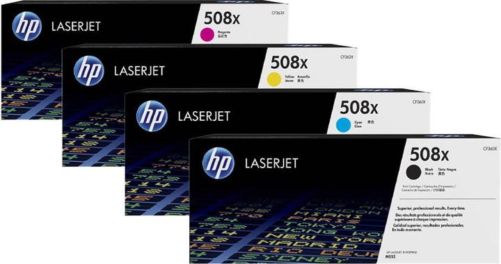 Actual product image HP Original CF360X / 508X SET set with all four colours (M, C, Y, FC)