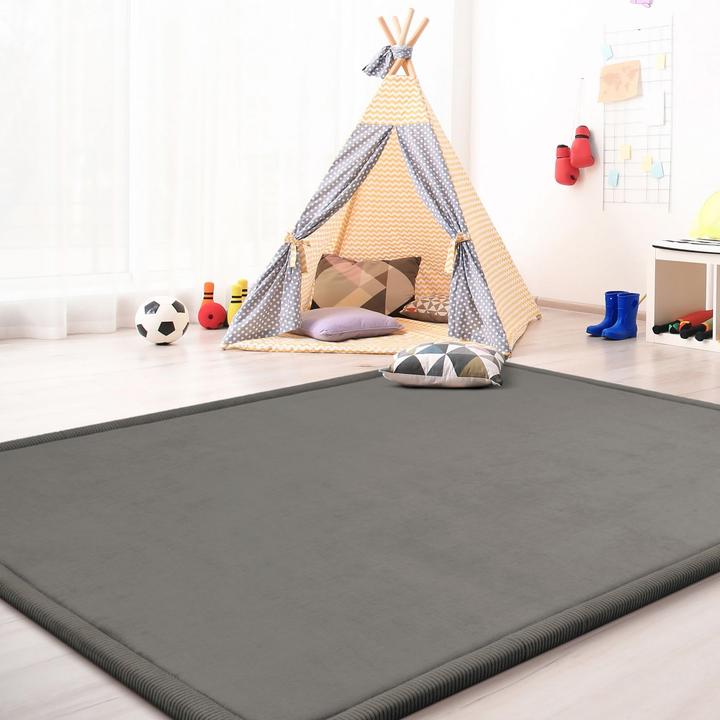 Produktbild TT Home Krabbelmatte Babyzimmer Teppich Spielmatte Kinder Unifarben Rutschfest Flauschig