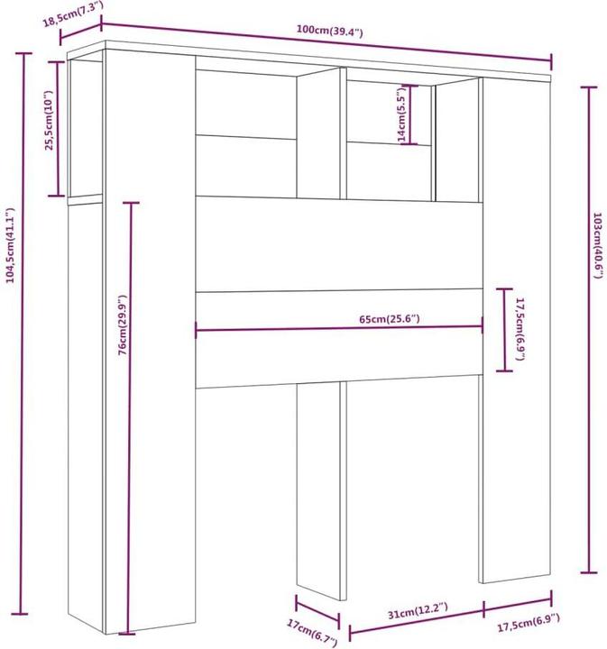 Image du produit vidaXL Uathne (100 x 18.5 x 104.5 cm)