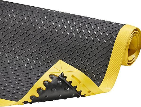 Actual product image Justrite Cushion Flex® anti-fatigue matting, LxW 2100 x 910 mm, black / yellow.