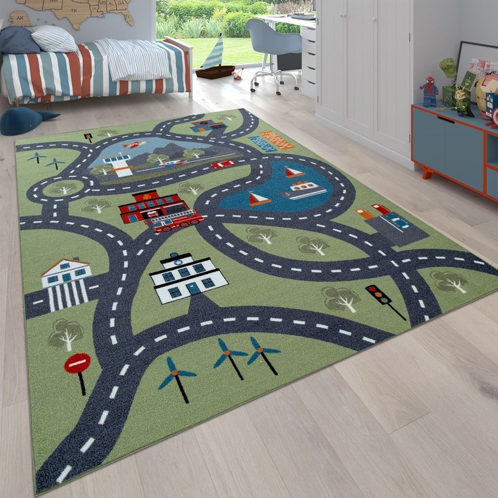 Immagine prodotto Paco Home Tappeto gioco per la stanza dei bambini design urbano colorato (240 x 340 cm)