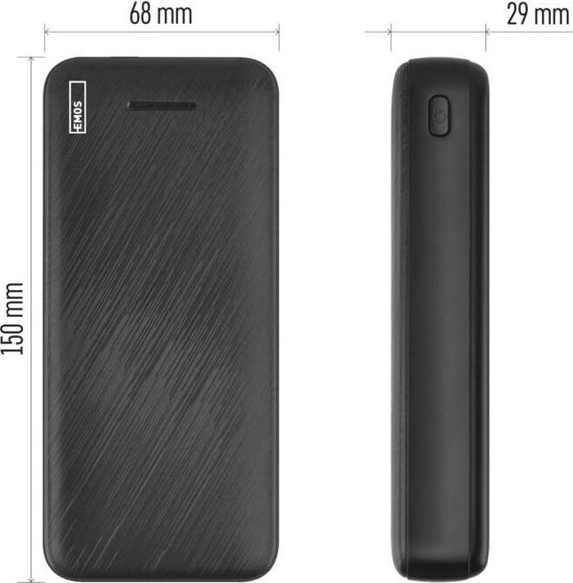 Immagine prodotto Emos Powerbank AlphaQ3, 20 000 mAh, 22,5 W, schwarz (20000 mAh, 22.50 W, 74 Wh)