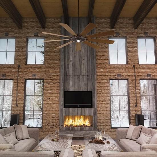 Actual product image Elstead Lighting Gentry XL silent ceiling fan with LED light Ø216cm DC motor wood + remote control