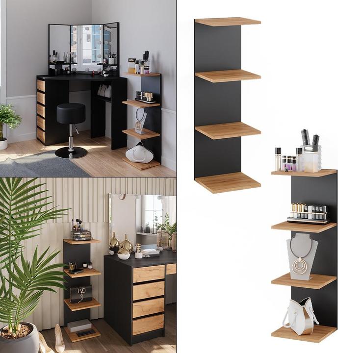 Immagine prodotto Vicco Mensola a muro Paolo, Antracite/oro power oak, 30 x 95 cm