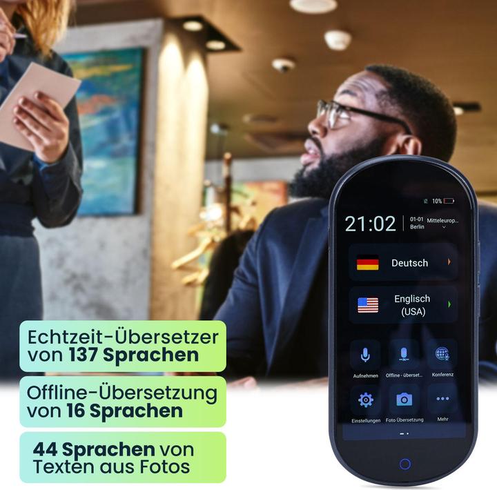 Produktbild Casativo 2er-Set Echtzeit-Übersetzer, 137 Sprachen, inkl. Texterkennung & Sprachausgabe (16 GB)