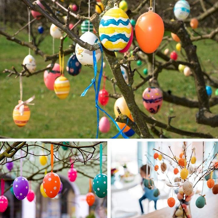 Image du produit I Am Creative Bastel Ostereier do it yourself Deko für Ostern mit Aufhängeband + Stifte 156-tlg. Set