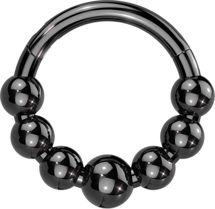 Actual product image Star Piercing Micro segment ring hinged black seven balls (without brass, Titanium G23)