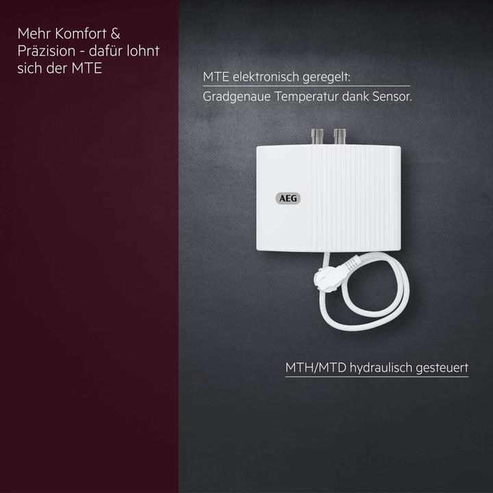 Produktbild AEG Haustechnik MTE 350 Elektronischer Klein-Durchlauferhitzer nur fürs Handwaschbecken, 3,5 kW, mit Stecker, VDE