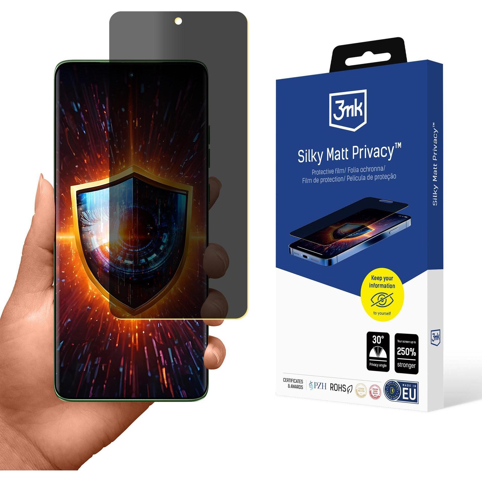 3MK Folia prywatyzująca Silky Matt Privacy per Motorola Edge 60 (Motorola Edge 60), Pellicola protettiva smartphone, Nero