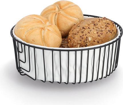Productafbeelding Zeller Present Broodmand met zak, metaal/katoen, zwart