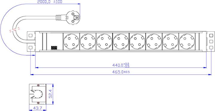 Produktbild Bachmann Verlängerungsschnur (Rack (8 x, CEE 7/3, 2 m)
