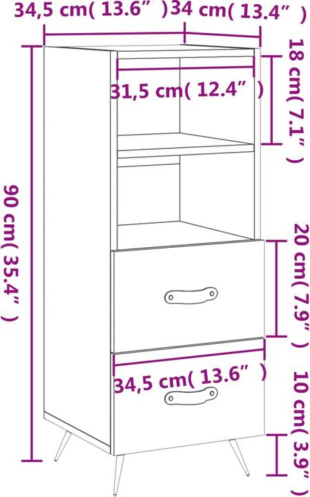 Produktbild vidaXL Sideboard (34.50 x 34 x 90 cm)