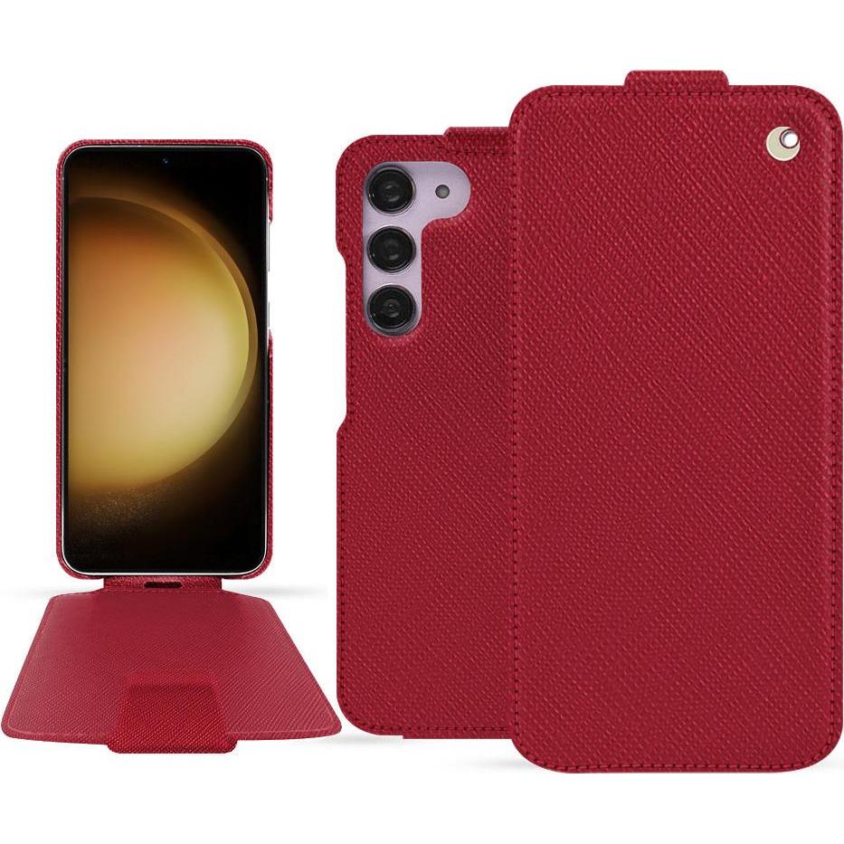 Noreve Lederschutzhülle vertikal (Samsung Galaxy S23+), Smartphone Hülle, Rot