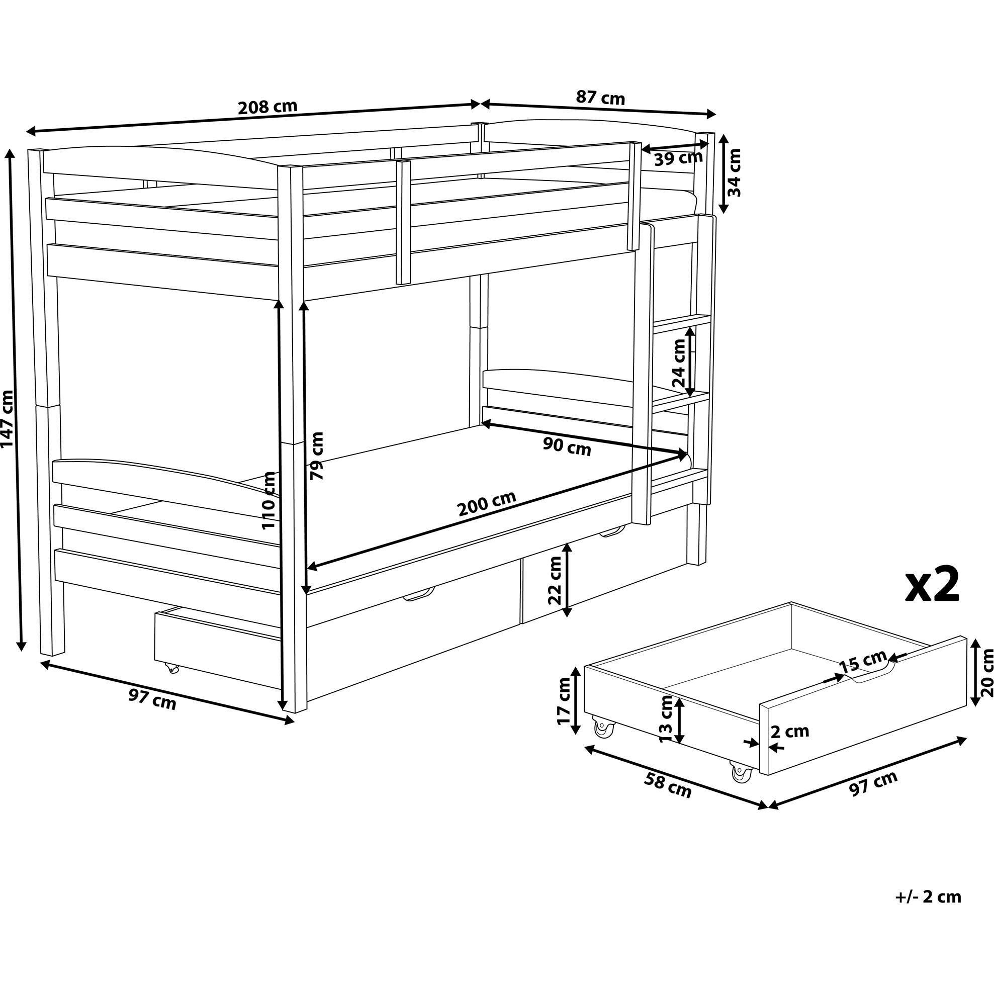 Thumbnail - Beliani, Kinderbett, Hochbett Holz mit Bettkasten weiss 90 x 200 cm RADON (90 x 200 cm)