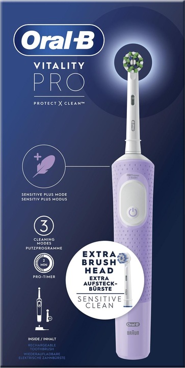 Actual product image Oral-B Vitality Pro Adult Rotating Vibrating Toothbrush Purple (Oscillating toothbrush)