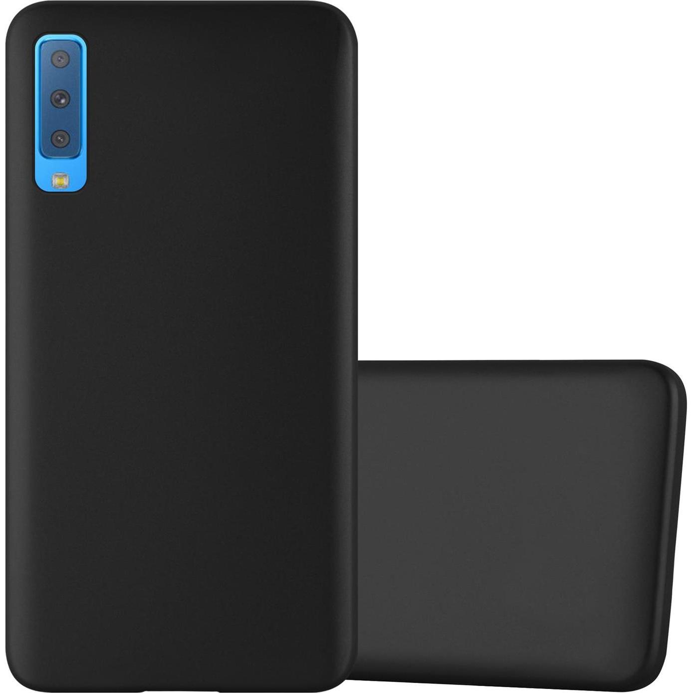 Cadorabo TPU Matt Metallic Cover (Samsung Galaxy A7 (2018)), Smartphone Hülle, Schwarz