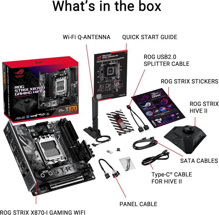 Produktbild ASUS ROG STRIX X870-I GAMING WIFI (AM5, AMD X870, Mini-ITX)
