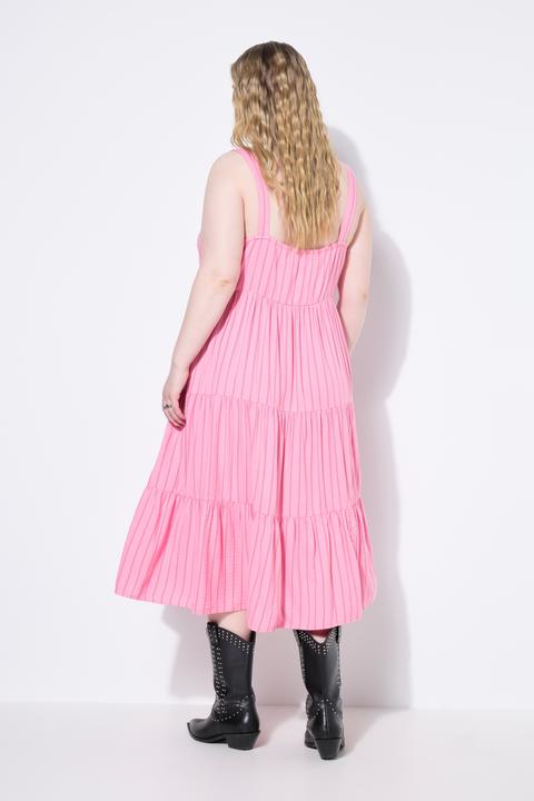 Actual product image Studio Untold Striped Linen Blend Flounce Panel Dress (46, 48)