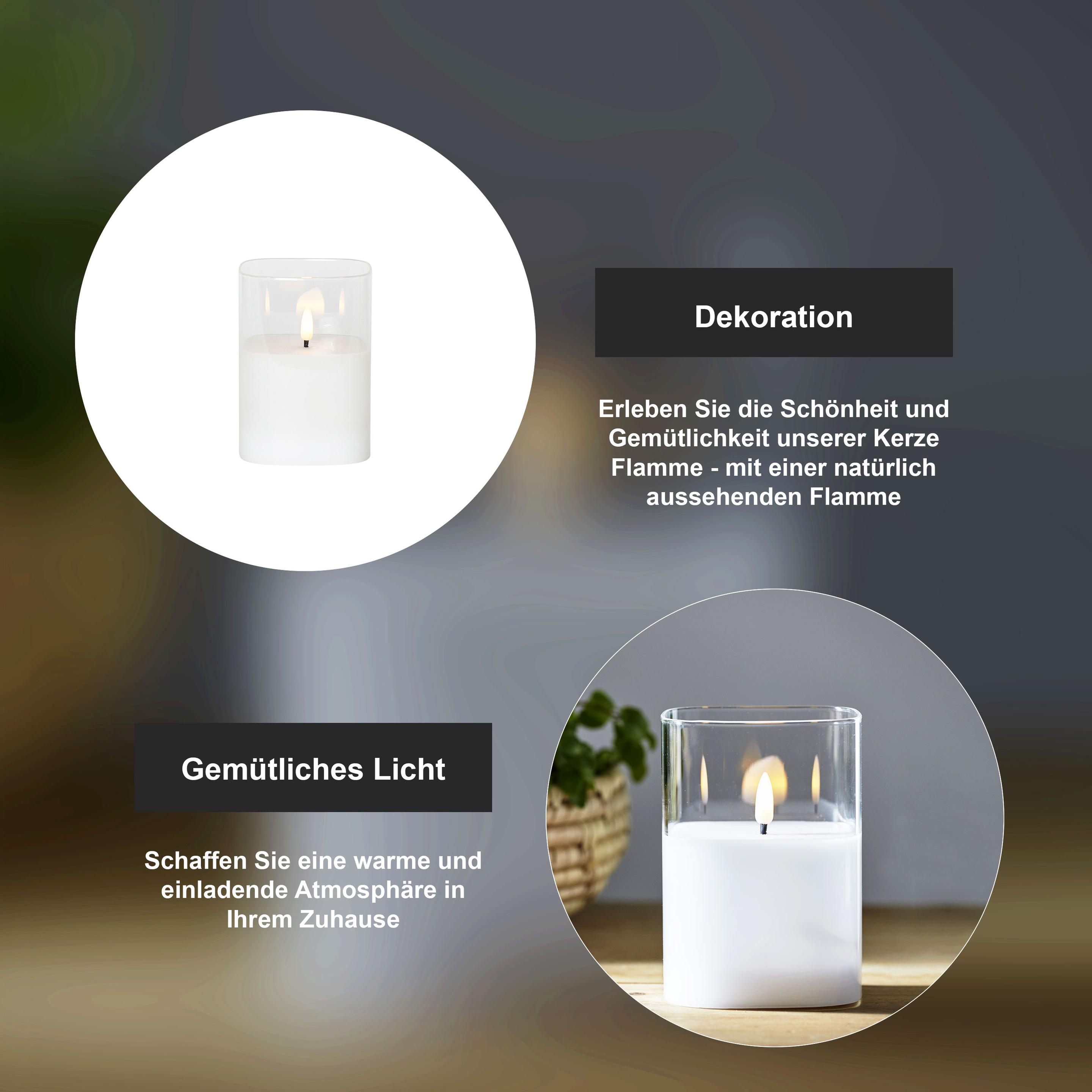 Thumbnail - 8x Star Trading, LED Kerzen, LED-Kerze Pillar Flamme 9 cm x 12.5 cm, Transparent (1 x)