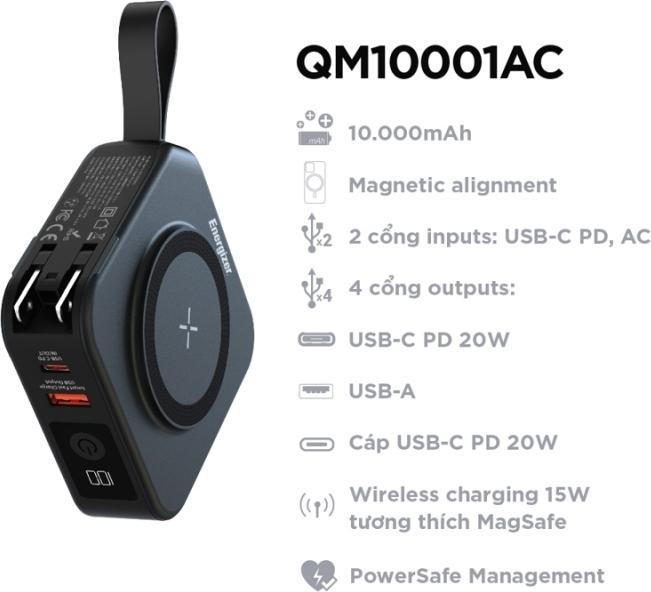 Produktbild Energizer Power Bank Max 10000mah Usbc Quad Portable (10000 mAh, 15 W, 37 Wh)