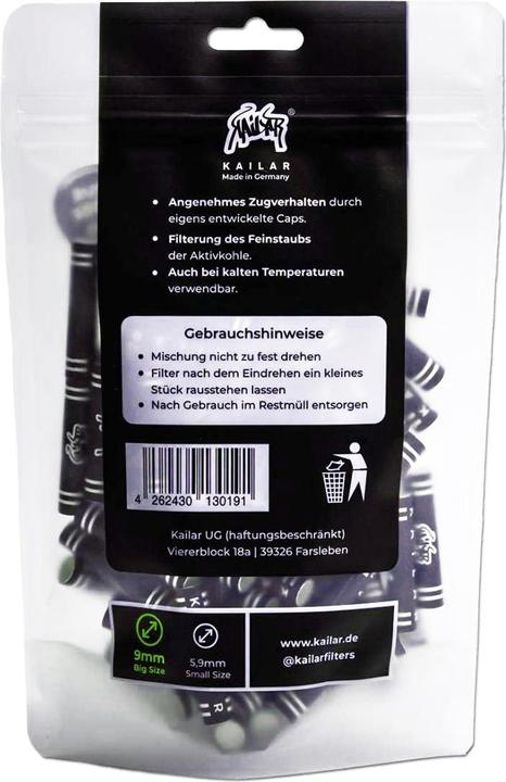 Produktbild Kailar Aktivkohlefilter 9mm Black White 100pcs