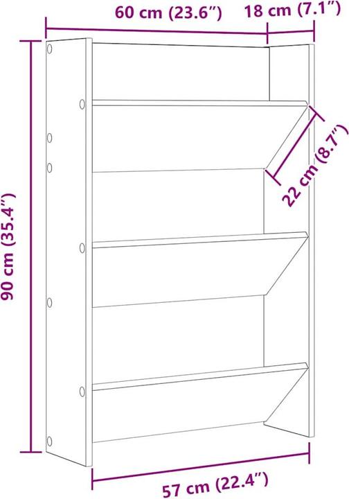Produktbild vidaXL Wand-Schuhschrank (18 x 60 x 90 cm)