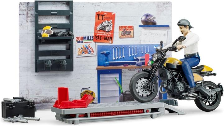 Actual product image Bruder Motorcycle workshop Scrambler Ducati