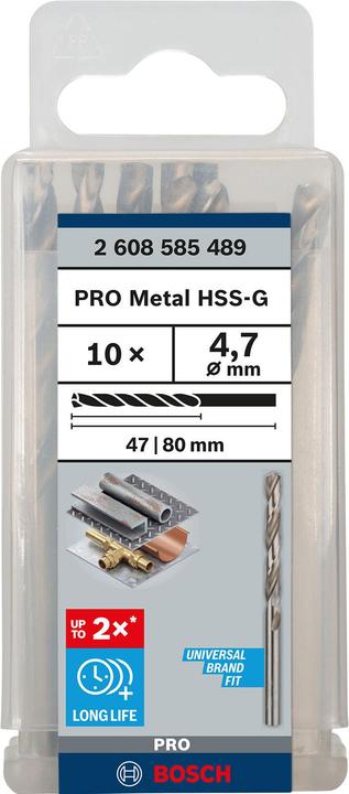Produktbild Bosch Professional Zubehör PRO Metal HSS-G Spiralbohrer, 4,7 x 47 x 80 mm (4.7 mm)