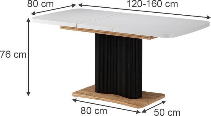 Produktbild Vicco Esstisch Fenaro, Weiss/Goldkraft Eiche/Goldkraft Eiche/Schwarz, 120 x 80 cm ausziehbar (120 x 120 x 77.40 cm)