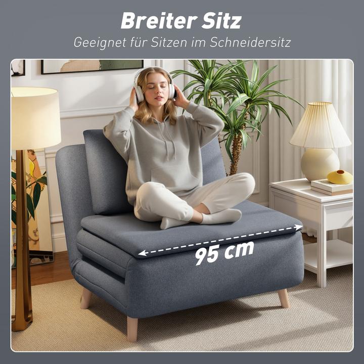 Actual product image Homcom Schlafsessel Polyester, Buchenholz Grau
