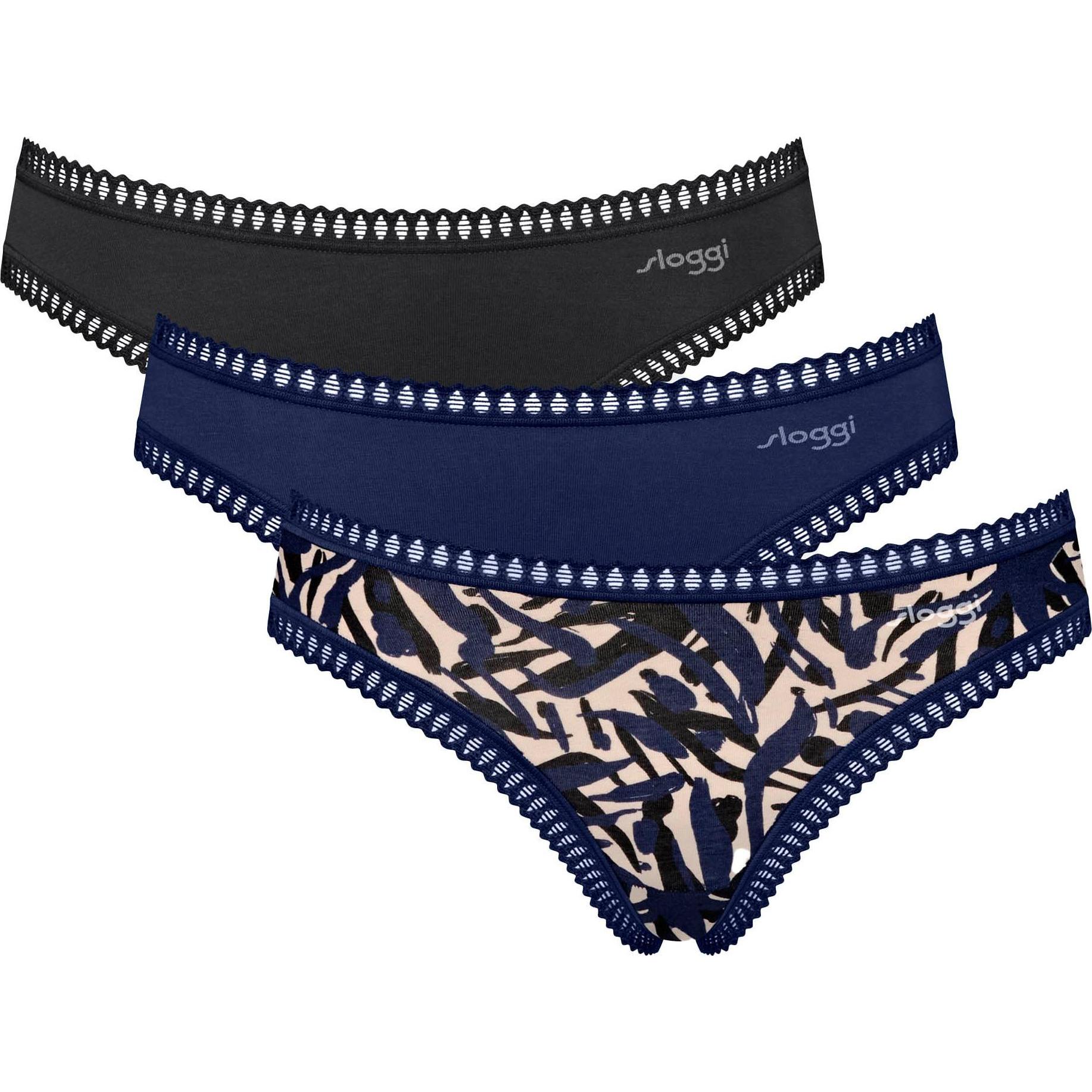 Sloggi, Damen, Unterhosen, 3er Pack GO Crush Mini Slip, Blau, Schwarz, (S, 3er Pack)