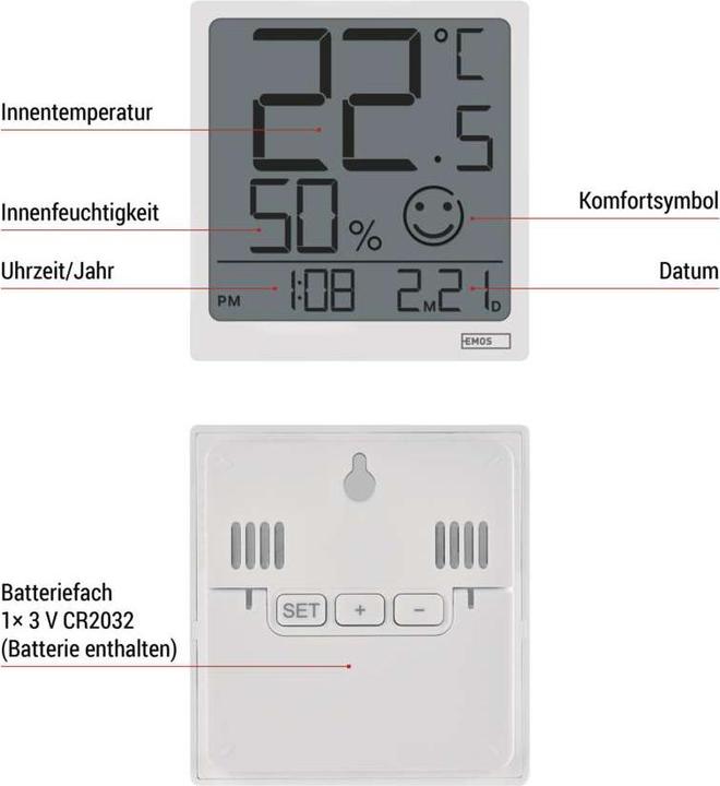 Immagine prodotto Emos Digitales Thermometer mit Hygrometer E0522