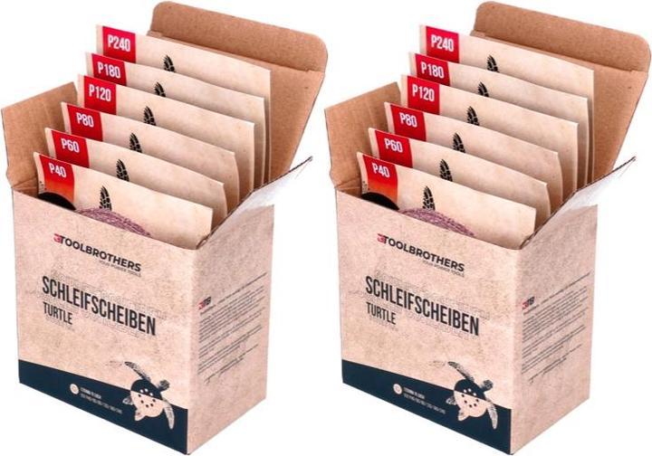Produktbild Tool Brothers TURTLE Schleifset SET 125mm Klett 8 Loch je 20x P40 / P60 / P80 / P120 / P180 / 240 für (P120, P180, P240, P40, P60, P80)