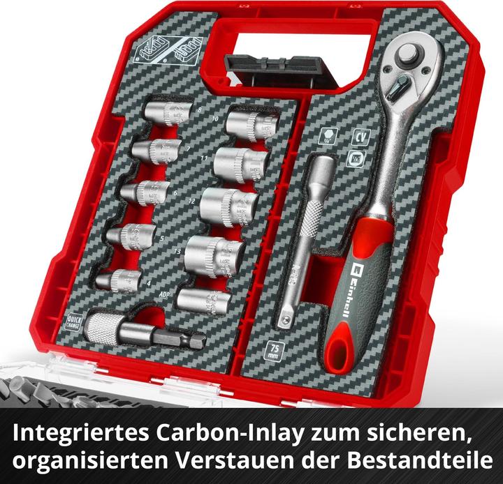 Actual product image Einhell Socket spanner bit socket set 1/4" 37-piece 109022 (13 mm, 11 mm, 8 mm, 7 mm, 5 mm, 4 mm, 12 mm, 6 mm, 10 mm)