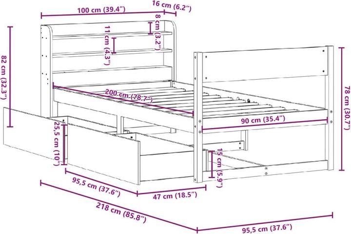 Image du produit vidaXL Bettgestell (90 x 200 cm)