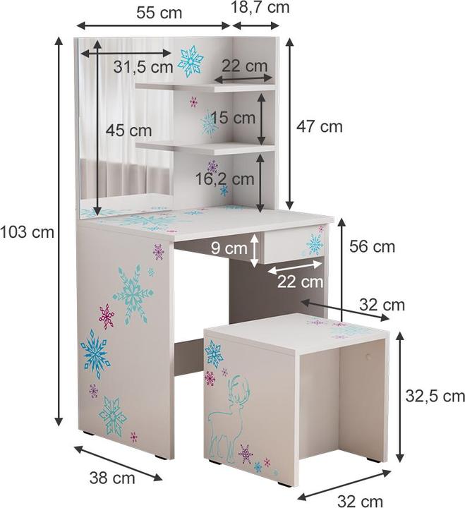 Immagine prodotto Oskar-Store Schneeflocke mit Hocker (55 x 40 x 103 cm)