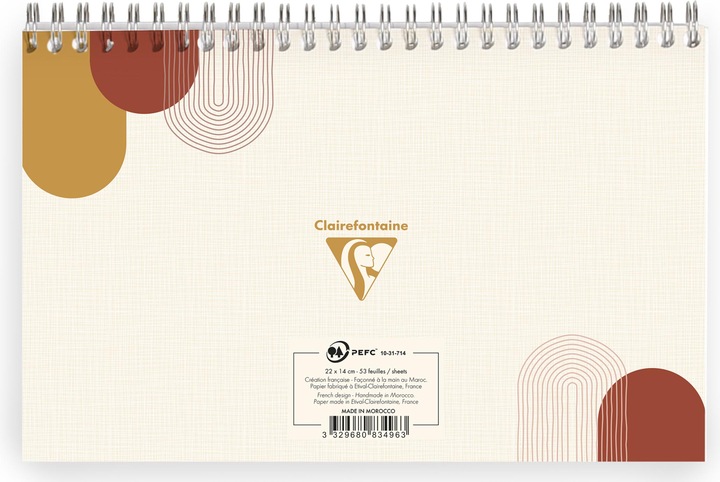Actual product image Clairefontaine notepad planner with a total binding, 53 printed sheets terracotta
