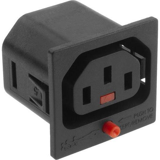 Iec Lock C13 Net Entree female lockable, Elektronikkabel + Stecker, Rot, Schwarz