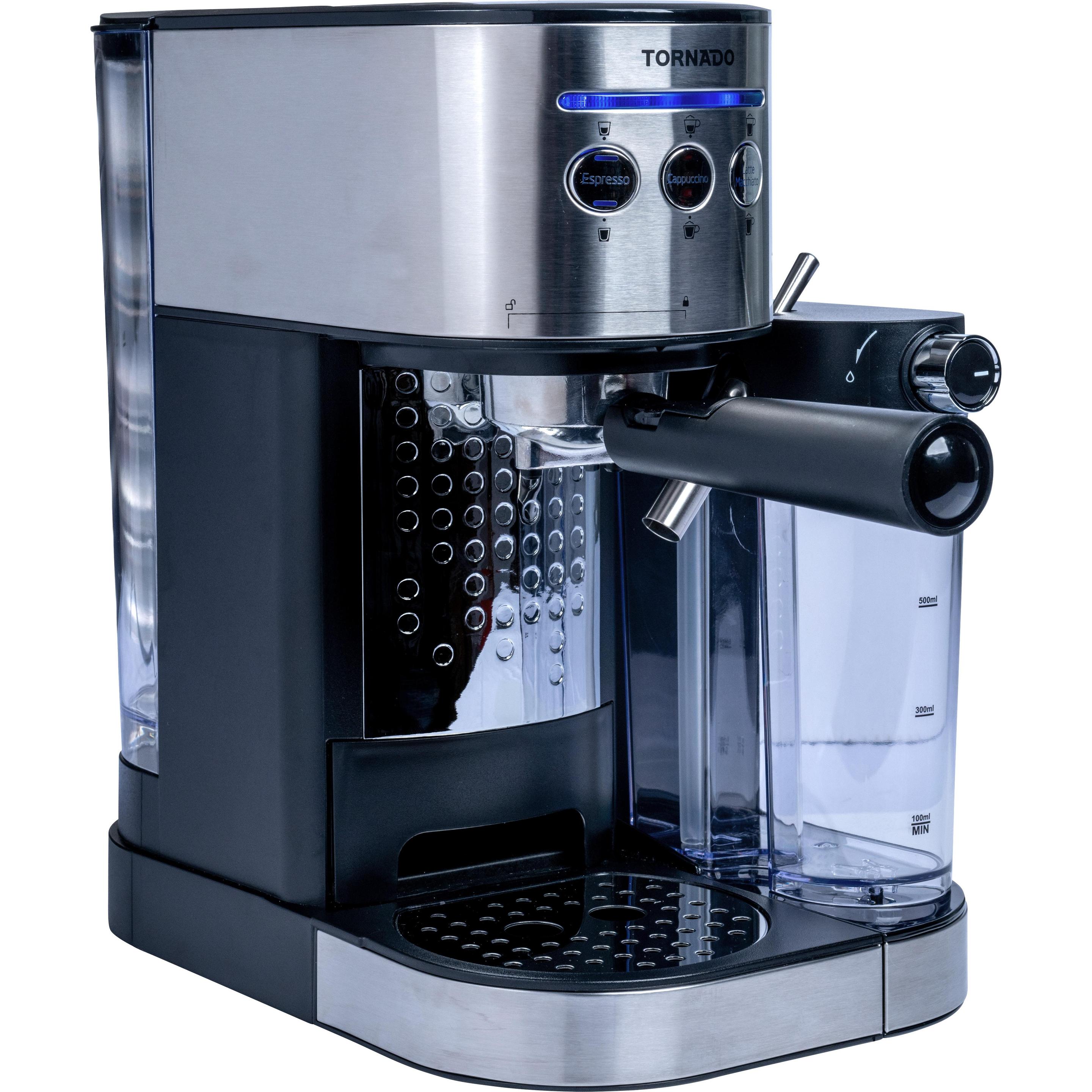 Thumbnail - Tornado Kaffeevollautomat TCM-14125 / Edelstahl und Schwarz, Siebträgermaschine, Schwarz