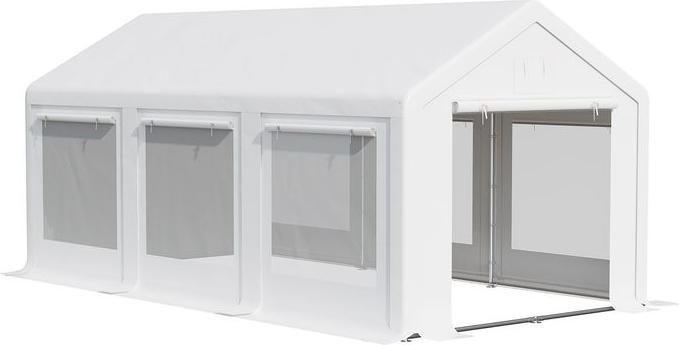 Swisshandel24 Grosses Partyzelt 6x3m abnehmbare Seitenwände Türen Fenster Outdoor-Party Weiss (600 cm, 300 cm)