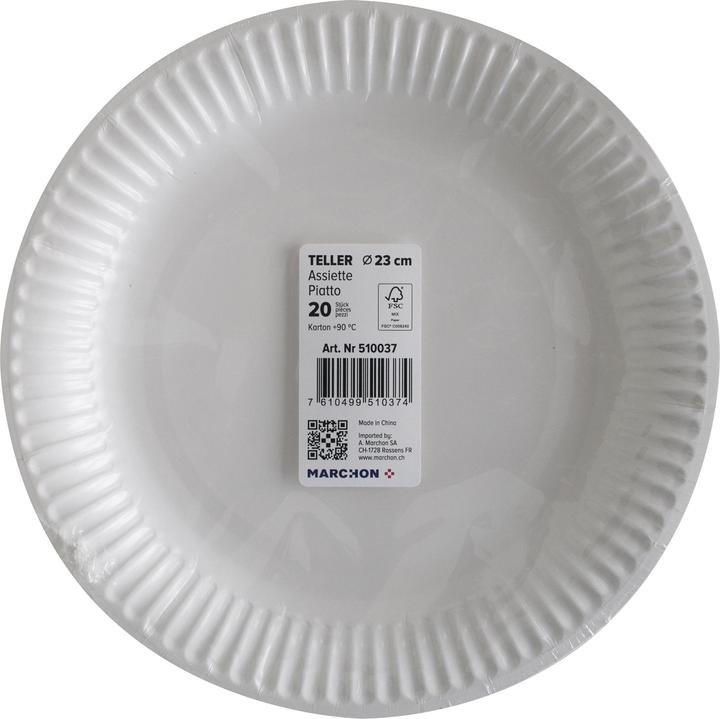 Actual product image Party Cardboard plate white 23 cm 20 pieces (20 x)