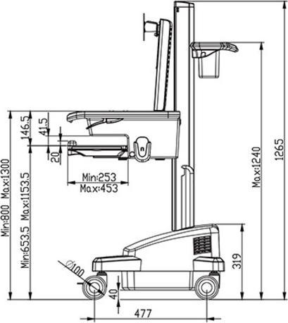 Immagine prodotto Multibrackets Carrello per PC/laptop Workstation Cart DT con batteria